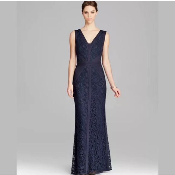Tadashi Shoji Dresses & Skirts - Tadashi‎ Shoji Navy Gown - Sleeveless V Neck Lace